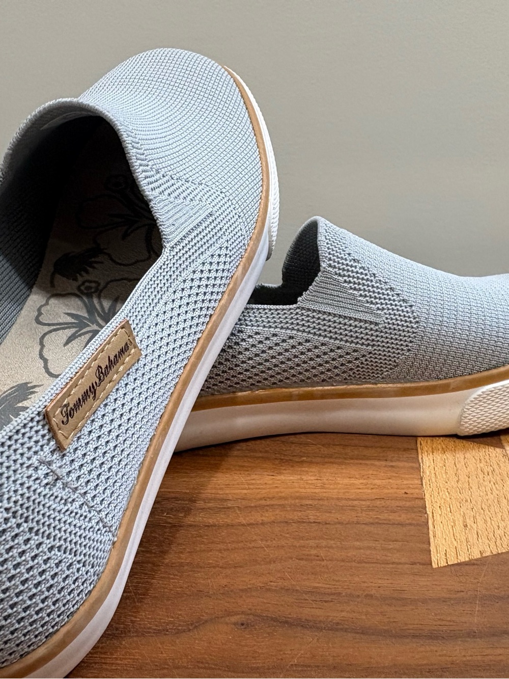 Tommy Bahama Light Blue Knit Slip-On Loafers